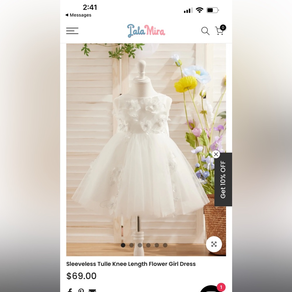 White Sleeveless Tulle Flower Girl Dress